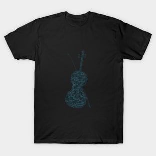 Violin Orchestra Silhouette Shape Text Word Cloud T-Shirt